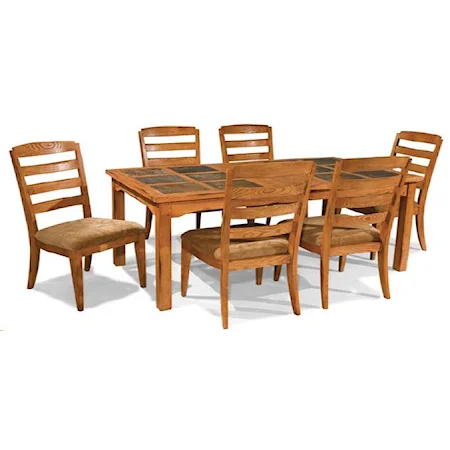 7 Piece Dining Table with 12 Inch Leaf and Chair Set